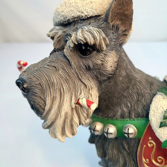 Danbury Mint Miniature Schnauzer Resin Figure Christmas Santa Dog 9 x 10 x 5 Vtg - Picture 7 of 11